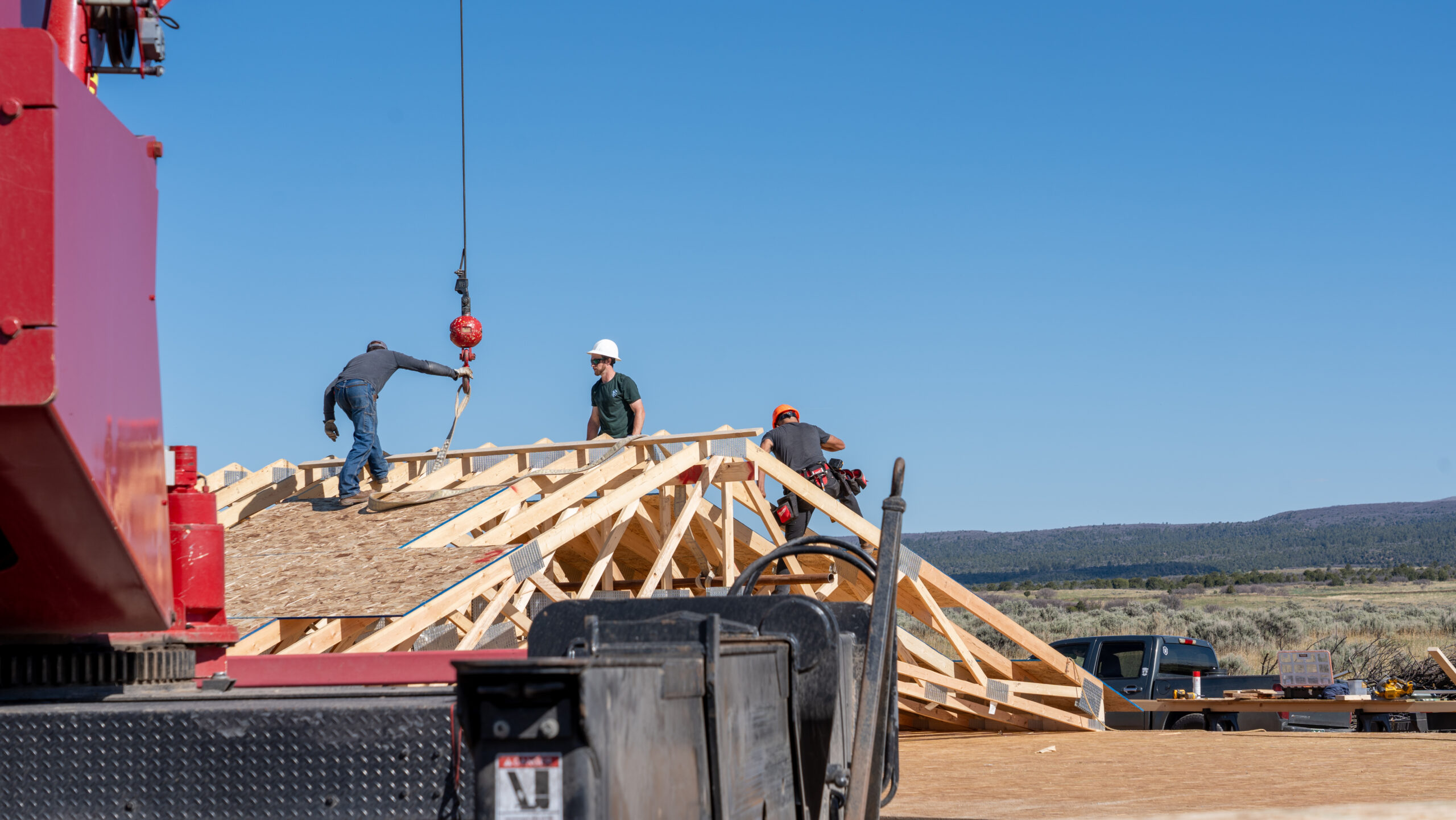 Timber frame structure under construction